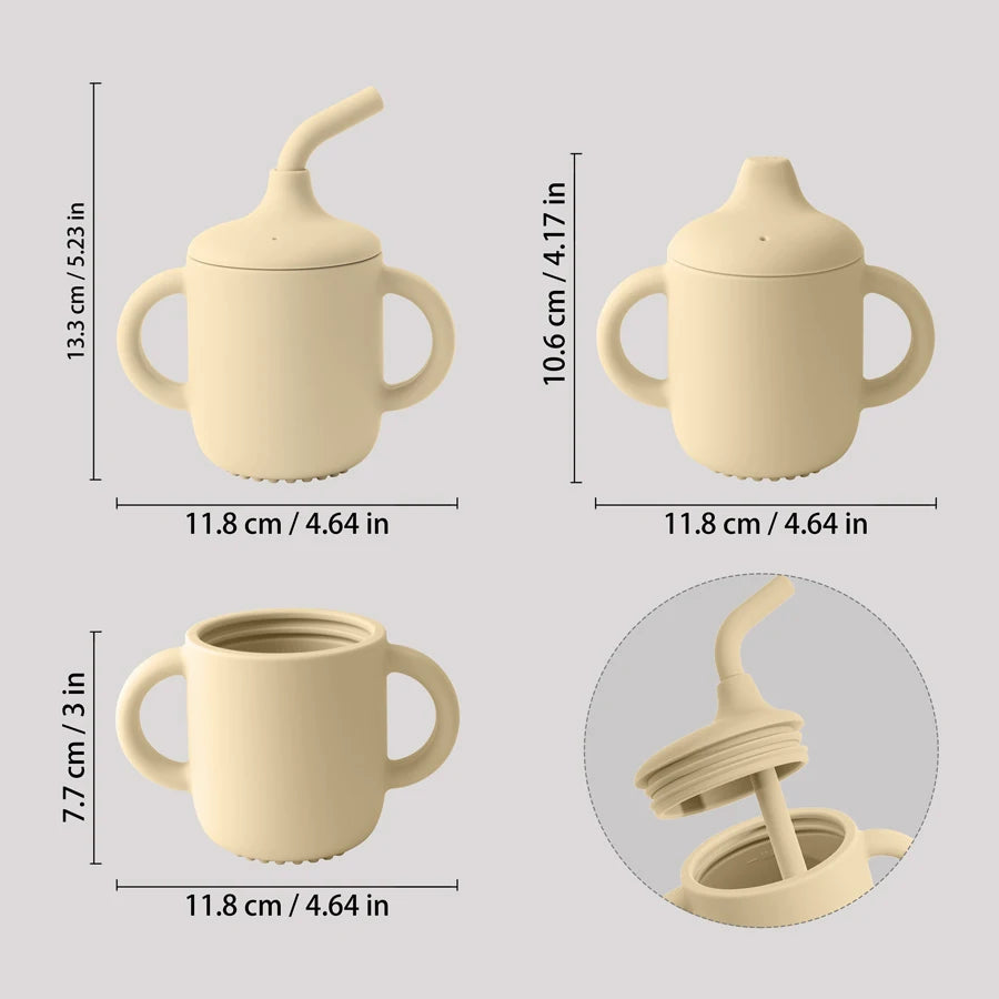 Silicone Straw & Snack Cup (with Two Lids)