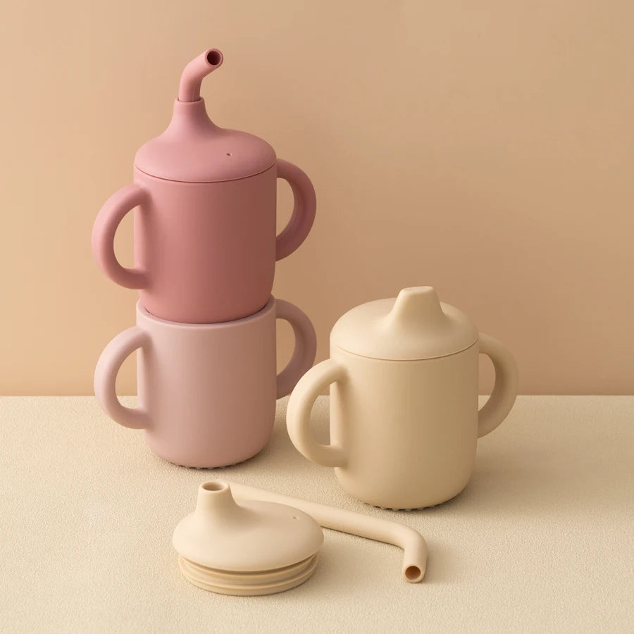 Silicone Straw & Snack Cup (with Two Lids)